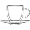 BRANDANI 52477 Tazzine Caffè Double Wall con Piattino Set 2 Pezzi in Vetro Borosilicato Trasparente