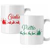 Colorfamily Coppia di tazze Natale Tazza Natalizia PERSONALIZZABILE con nome Slitta Renne Santa Claus Merry Christmas Mug 11 Oz Idea Regalo