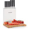 Klarstein Coltelli da Cucina Professionali 7 Pezzi, Set Coltelli da Cucina con Ceppo in Legno, 7 da in Acciaio con Tagliere, Set da Professionali Anti Graffio