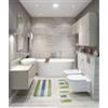 HOME ZEN HOUSEHOLD LINEN Set di Tappeti da Bagno 3 Pezzi ATENE, Disegno Greco in Rilievo, con Gomma Antiscivolo, Tappeto 45x75 cm, 2 Girowater 45x38 cm (VERDE)
