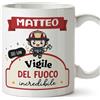 Mugffins Tazza Personalizzata in ceramica per VIGILE DEL FUOCO uomo 11 oz / 350 ml - In italiano - Sei incredibile - Kawaii - Idea regalo per compleanno, anniversario, natale, laurea