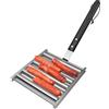 Generic Hot Dog Roller per barbecue, Hot Dog Roller - Roller con 5 capacità e manico in legno - Rullo per barbecue in acciaio, per hot dog cucini uniformi, campeggio e ragazze