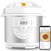 Newlux Newcook - Pentola Programmabile Delicious Bianca, Elettrica con Voce, 15 Funzioni, 1000W, Capacità 6 l, 4 Livelli di Pressione e Vasca in Ceramica. Include Accessorio per Friggere