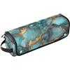 KLL Borsa da viaggio per strumenti per capelli e tappetino resistente al calore, borsa da viaggio organizer per raddrizzatori, ferro arricciacapelli, asciugacapelli, marrone marmo, turchese