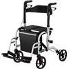 Uniprodo Deambulatore 2 in 1 Rollator per Anziani Sedia a Spinta per Trasporto UNI_ROLL_03 2in1 (Argento, 136 kg, Alluminio, Borsa per la Spesa, 4 Ruote)