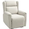 HOMCOM Poltrona Relax con Poggiapiedi e Inclinabile fino a 160°, Sedia Imbottita Regolabile in effetto lino, 80x94x101 cm, Beige | Aosom Italy
