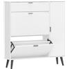 HOMCOM Scarpiera Stretta con 2 Scomparti Ribaltabili, Ante effetto pelle litchi e Ripiani Regolabili, 99,4x23,8x106,6 cm, Bianco | Aosom Italy