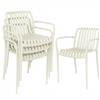Outsunny Set 4 Sedie Ergonomiche da Giardino Impilabili per Terrazza con Design a Doghe e Braccioli, Bianco Crema | Aosom Italy