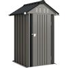 Outsunny Capanno Porta Attrezzi in Metallo 1,17 m², Casetta con Tetto a Capanna, Ventilazione, Serratura e Guanti, 122x121x192 cm | Aosom Italy