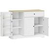 HOMCOM Credenza da Cucina con Ante Scorrevoli, Mobile con 1 Cassetto e 2 Ripiani Regolabili, 100x40x81 cm, Bianco | Aosom Italy