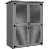 Outsunny Armadio da Giardino con 2 Porte a Persiana, 2 Ripiani, 2 Maniglie e Tetto Impermeabile, 127x65x168 cm, Grigio | Aosom Italy
