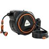 Outsunny Avvolgitubo Retrattile 23+2 m con 12 Modalità di Getto Blocco Automatico, Riavvolgimento Controllato e Supporto, Arancione | Aosom Italy