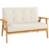 HOMCOM Divano 3 posti Scandinavo con Schienale, Seduta Imbottita e Braccioli, 115×66,5×73 cm, Beige | Aosom Italy