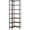HOMCOM Libreria Angolare a 6 Ripiani a L Indipendente, Telaio in metallo, 60x60x200 cm, Marrone Rustico | Aosom Italy