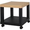 HOMCOM Tavolino Moderno su Ruote con Mensola Aperta, 40x40x40 cm, Legno Naturale e Nero | Aosom Italy