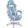 HOMCOM Sedia Gaming Ergonomica con Poggiapiedi, Altezza Regolabile, Schienale Reclinabile, 63x63x123 cm, Blu | Aosom Italy
