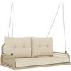 Outsunny Panca Sospesa Esterna a 2 Posti in Resina Intrecciata con Cuscini e Catene in Acciaio, 115x66x44 cm, Beige | Aosom Italy