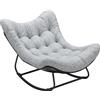 Outsunny Poltrona a Dondolo da Giardino, Sedia a Dondolo a Forma d'Uovo con Cuscino Imbottito, 98x111x74 cm, Grigio | Aosom Italy