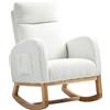 HOMCOM Poltrona Relax a Dondolo con Imbottitura Spessa e Struttura in Legno, 70x96x107 cm, Crema | Aosom Italy