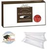 Doni Bomboniere Kit Confezione 1Kg Confetti Gusto Cioccolato Ricoperti colore Rosso + 50 pz Tubo PVC Portaconfetti Trasparenti + 50 pz Bigliettini Laurea Tocco Triennale Fai da Te Made in Italy