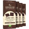 Grezzo Raw Chocolate Cioccolato Fondente senza zucchero 100% PURO 4x45g - Cioccolato Senza Lattosio da Fave di Cacao Non Tostate - Cacao Crudo dal Perù - Lavorato a Pietra - Senza dolcificanti