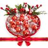 NARAMAKI Regalo di San Valentino e Festa della Donna 2025 Cesto Vimini con 200g Praline Ripiene al Cioccolato al Latte + Rametti di Bacche Natalizie - Regalo Donna - Regalo Uomo