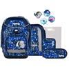 ergobag pack set Zaino scolastico ergonomico e flessibile, 6 pezzi, per la prima elementare UnBearwater - Blu
