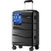 KONO Valigia Trolley da 56cm Rigida e Leggero Polipropilene Valigie con TSA Lucchetto e 4 Ruote (Nero)