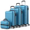 NUMADA NEWTECK NUMADA - Set di valigie 4pzs (53/63/75cm) e borsa da toilette Mod Blu. ABS Resistente, Leggero, Lucchetto con 4 ruote doppie e lucchetto combinazione laterale
