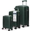 4FLY Set Trolley Da Viaggio Rigidi Leggeri 3 Pezzi (M/L/XL) - Set Valigie Con Serratura TSA, 4 Ruote Doppie Spinner E Manico Telescopico In Alluminio, Set Bagagli Con Cabina E Stiva