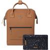 Cabaïa - Zaino Adventurer Torino - Medium 18L - Idrorepellente - scomparto per PC fino a 13″ - 2 tasche intercambiabili - Vegan certificato - Zaino da viaggio, lavoro e scuola - Marrone