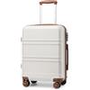KONO Valigia Piccola Valigie Trolley Rigide Bagaglio a Mano da Viaggio Valigia da Stiva con Serratura TSA e Robuste 4 Ruote Girevoli（Bianco panna, 20