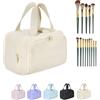 XiaoerYu Maison Ginza Cloud Carry Bag - Generoso beauty case impermeabile e organizer per cosmetici con ampia apertura, design a doppia cerniera, maniglia superiore e scomparti separati asciutti e bagnati