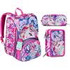 SJ GANG STYLE JAM GANG Seven Zaino Scuola SJ GANG CUCCIOLI, Rosa, Estensibile tramite Zip, Bambina + Portapenne + Astuccio 3 zip