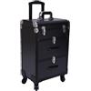 Lilyeriy Beauty case trolley in alluminio con serrature, grande astuccio per trucchi, organizer da viaggio, nail art, acconciatura, trucco, 36 x 23 x 58 cm