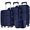 POSH Set di 4 Valigie in Polipropilene - Beauty Case, Cabina, Media, Grande | Trolley da Viaggio con Serratura TSA, Doppie Ruote Silenziose, Impilabili una Dentro l'Altra