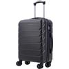 R.Leone Valigia da 1 Fino a Set 3 Bagaglio a mano 55x40x20 Ryanair, Medio, Grande Ultra Resistente Trolley rigido leggero 8 ruote in ABS 2220 (Nero, M Valigia Media)