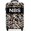 NoBoringSuitcases.com Valigia Trolley Personalizzabile 55x40x20 cm, Bagaglio da Stiva, Stampa Leopardo Nero