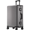 Aoun Valigia Trolley Cabina Bagaglio a Mano Rigido in Lega di Alluminio Magnesio, Bagaglio a Mano Rigido in Tutto Metallo con Ruote, Valigia da Stiva Rigida per Viaggio Business (Grigio, 61CM-76L)