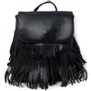 Emila Zainetto nero frange donna zaino ragazza vintage ecopelle di moda borsa da passeggio per uscire tempo libero casual semplice scuola Università viaggio gita primavera estate 2026 Nero