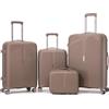 R.Leone Valigia da 1 pezzo Fino a Set 4 Trolley grande, medio, bagaglio a mano 55x40x20 Ryanair e beauty case Lucchetto TSA Polipropilene 8 Ruote Ultra Strong 6060 (Oro, Set 4 Pezzi XS S M L)