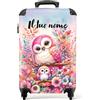 NoBoringSuitcases.com Valigia Bambina Personalizzabile Trolley 55x40x20 cm (Gufi, Fiori - Rosa)