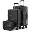NUMADA - Set Valigie Rigide 3pezzi Upfly T10 ABS. Trolley Bagaglio a Mano 55x40x20, Valigia Media 66x44x26 e Beauty Case da Viaggio. Resistente e Sicuro | Nero