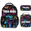 Generic Personalizzata Zaino scuola elementare bambina ragazzo Personalizzato Motivo Gamepad con Nome per school bag Scuola 3 Pezzi zainetto asilo bambino con borsa termica e Astuccio zaini media superiore