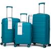 R.Leone Valigia da 1 Fino a Set 3 Bagaglio a mano 55x40x20 Ryanair, Medio, Grande Ultra Strong Antiurto Trolley leggero 8 ruote Polipropilene 9180 (Turchese, Set 3 Pezzi S M L)