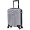 R.Leone Valigia da 1 Fino a Set 4 Trolley Rigido grande, medio, bagaglio a mano e bagaglio EasyJet 45X36X20cm 4 ruote in ABS 9002 (Argento, XS Bagaglio EasyJet)