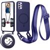 Belzsxy Magnetica Cover con Cordino per Samsung Galaxy A33 5G,[Compatibile con MagSafe], Cover in Silicone, Regolabile Cordino Case con Laccio per Il Collo Nylon Catena Collana Tracolla,Blu
