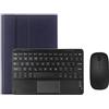 ZKAIAI Custodia con Tastiera QWERTY per iPad Pro 10.5'' 2017/Air 3 2019, Tastiera Wireless Magnetica Staccabile con Trackpad, Cover con Supporto Pencil e Mouse Bluetooth per iPad Air 3/Pro 10,5, Blu Navy