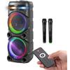 Avilia - Cassa Bluetooth 800W con Microfoni Wireless, Luci LED RGB e Telecomando | Speaker Portatile Potente per Karaoke e Feste, Batteria Ricaricabile fino a 8 Ore di Autonomia