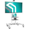 ONKRON Porta Televisore Mobile 50-86 pollici, Carico Totale fino a 105,9 kg, Porta TV da Terra Mobile VESA 200x200-800x500 mm, Carrello TV Regolabile in Altezza, con 2 Ripiani, Bianco TS1881-W